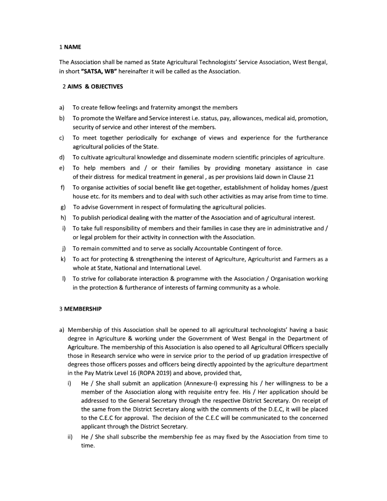 SATSA Constitution Page 1